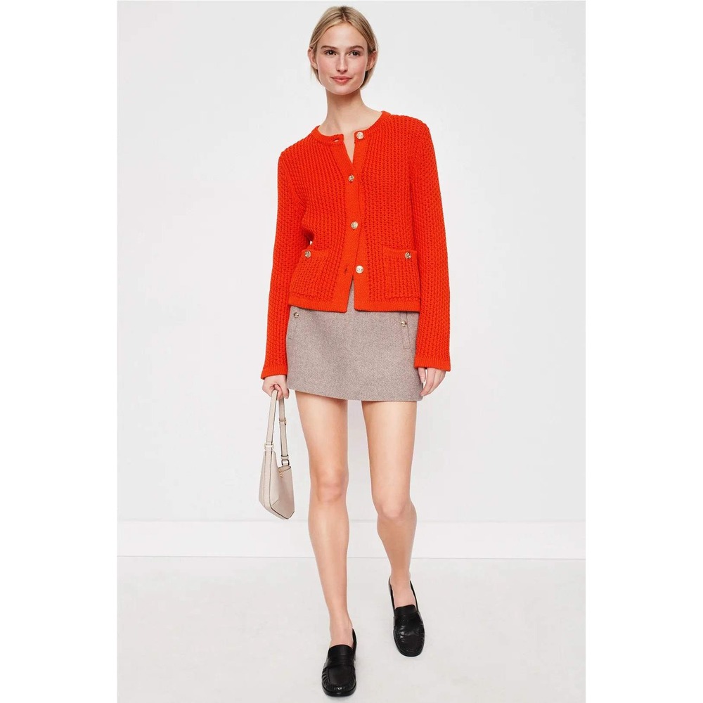 Aldo Martins Orange Chunky Knit Cardigan Gold Button Sweater Barcelona Large